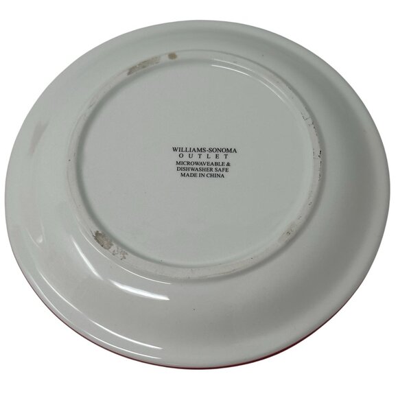 Williams Sonoma Outlet Snowman Chef Plates 6in Red Rim Winter Appetizer Set - Picture 8 of 16